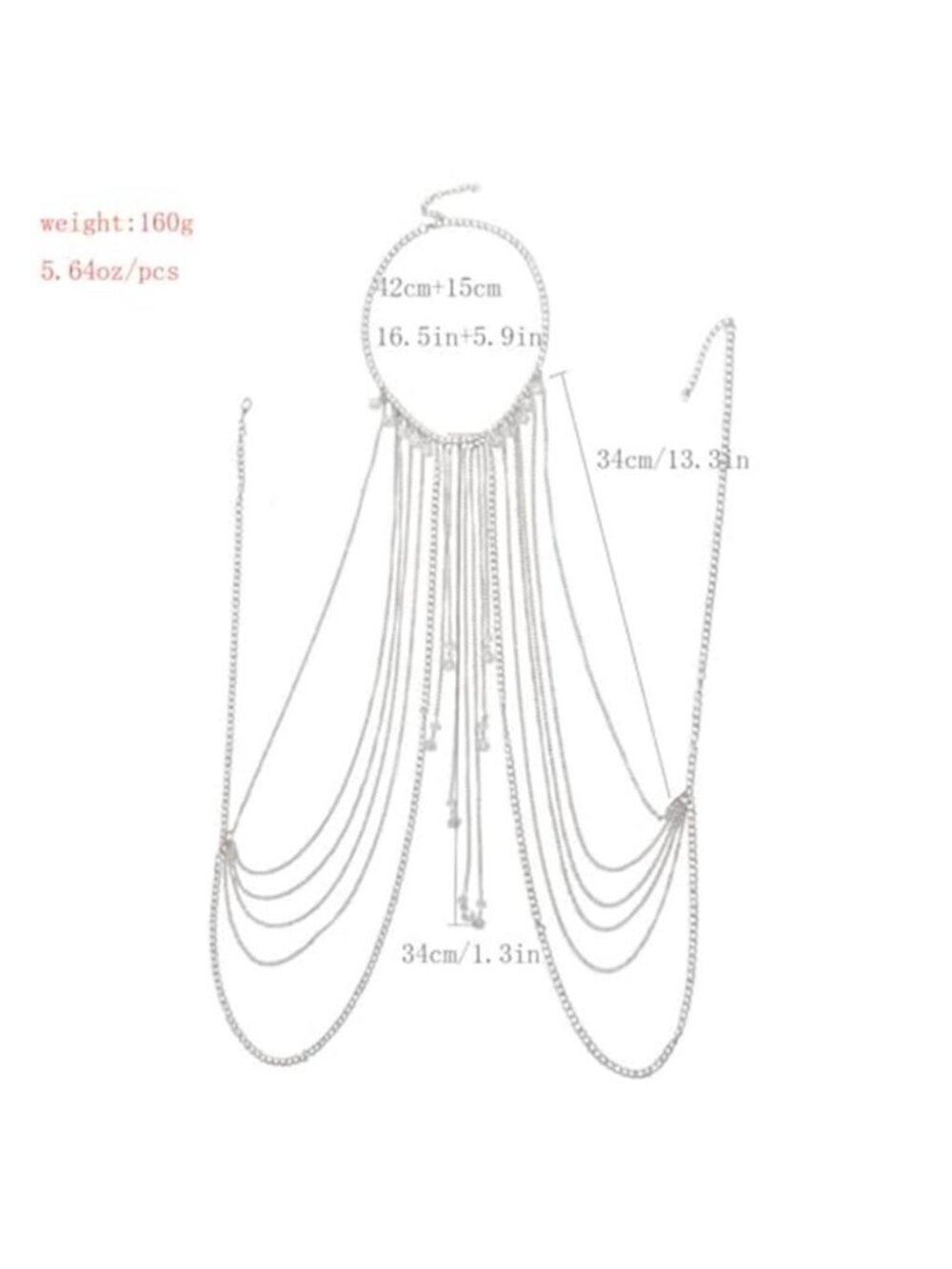 Body Chain Necklace Flower Lace Body Chain Layered Tassel Body Crossover - Picture 5 of 6